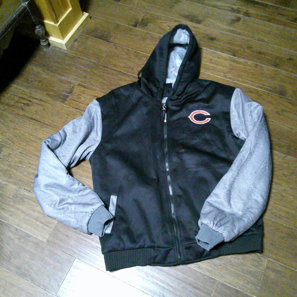 nfl CHICAGO BEARS Unisex fan BOMBER VARISTY FULL FAUX FUR LINED ZIP LOGO BACK 4X